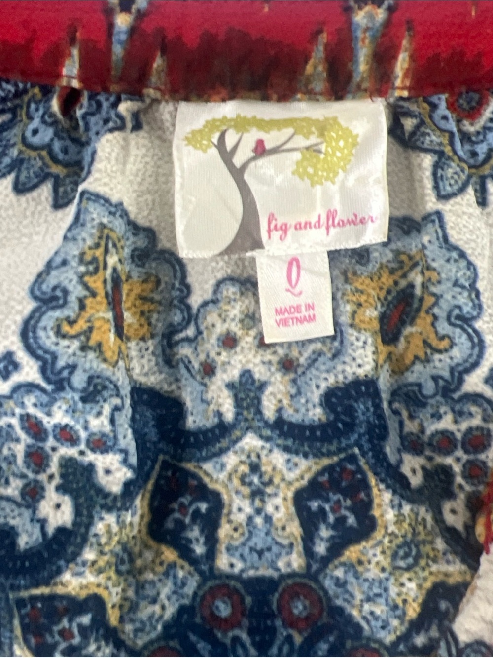 FIG + FLOWER Mixed Print Peasant Blouse Size L Boho Cottagecore Balloon Sleeve - Picture 3 of 8